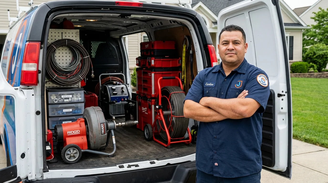 Professional drain cleaning equipment and Johns Plumbing LLC plumber in Bensenville