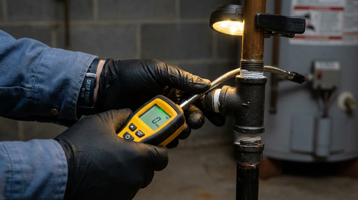 Gas leak detection with electronic sniffer by Johns Plumbing LLC in Bensenville